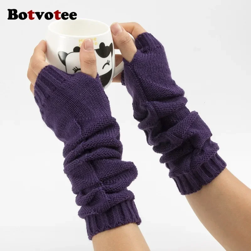 Fingerless Glove Knit - Botvotee Y2k Scaldabraccia in Maglia Grossa,
